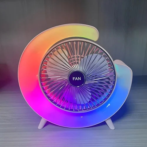 VENTILADOR DE MESA  CON LUZ RGB