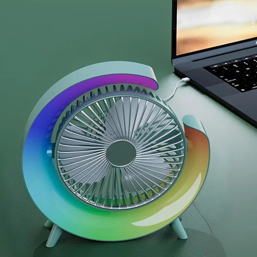 VENTILADOR DE MESA  CON LUZ RGB