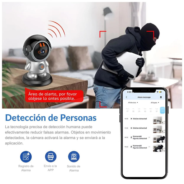 Mini Camara Espia de Seguridad Robot con Sensor Movimiento Vigilancia